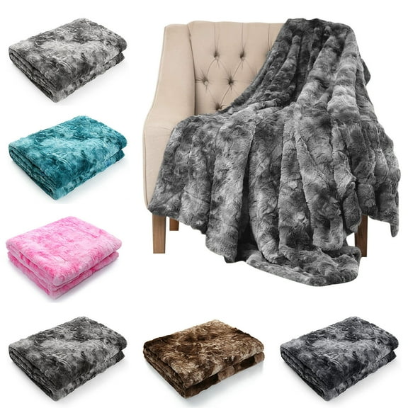 Faux Fur Throw Blanket, Tie-dye Fluffy Super Soft Furry Decorative Comfy Shaggy Throws and Blankets for Couch, Sofa, Bed, 32" x 48"