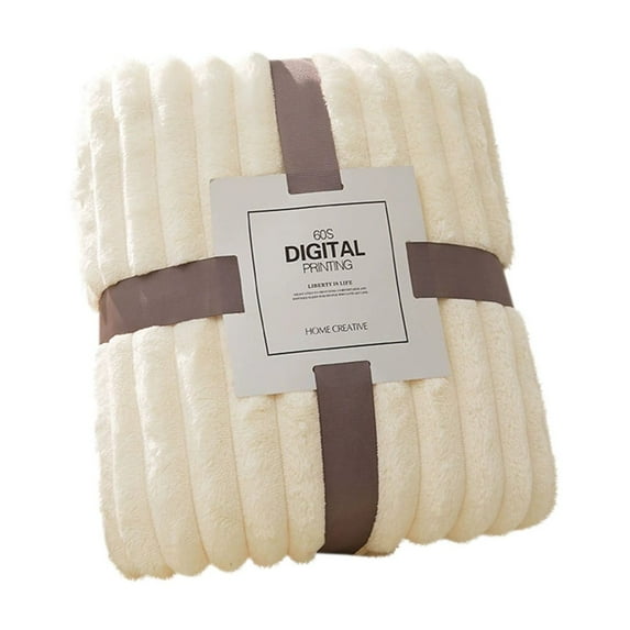 Faux Fur Throw Blanket for Couch, Cozy Warm Plush Striped Blanket for Sofa Bedroom Living Room Warm Cozy Home Decor, 25.6 * 17.7 Inches