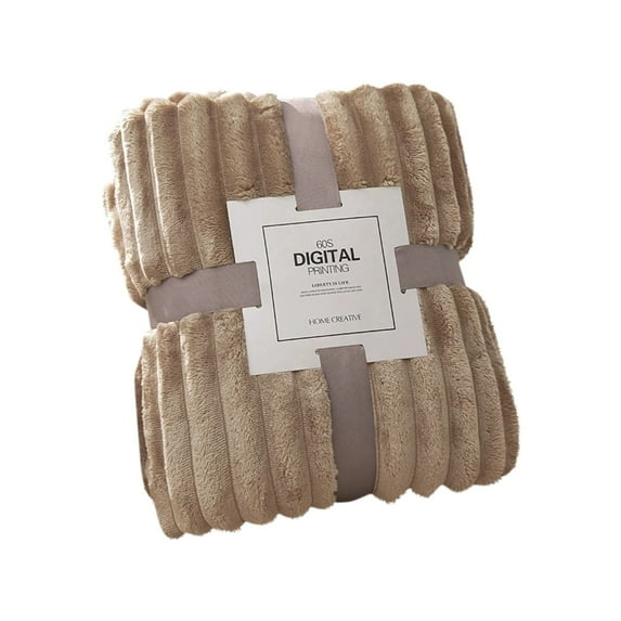 Faux Fur Throw Blanket for Couch, Cozy Warm Plush Striped Blanket for Sofa Bedroom Living Room Warm Cozy Home Decor, 25.6 * 17.7 Inches