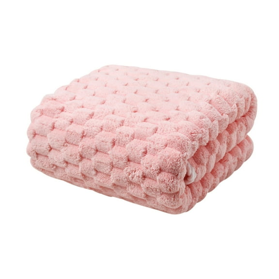 Faux Fur Throw Blanket for Couch, Fuzzy Soft Plush Thick Bubble Blanket for Sofa Bedroom Living Room, 50 * 60 Inches Black