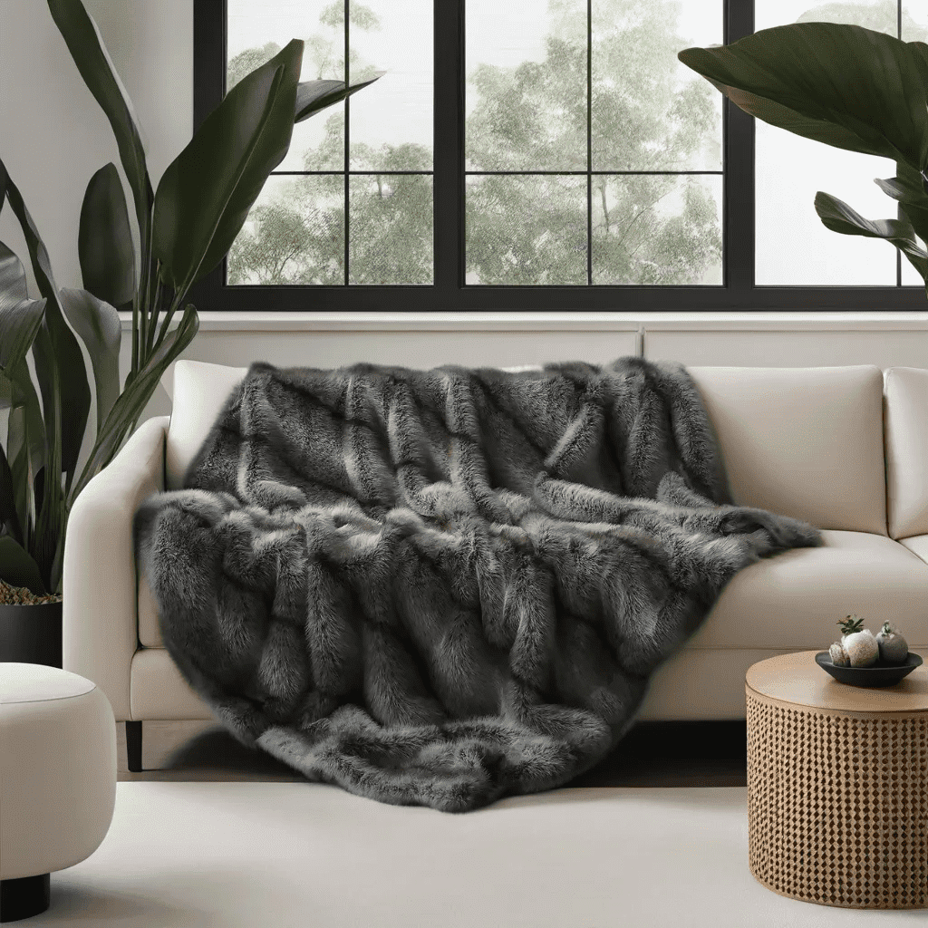 Fluffy Pluche Gezellige Deken Voor Bed, Omkeerbare Zachte Pluizige Deken, Gezellig Faux Fur Throw Deken, Tie-dye Decoratieve Gift Deken, Fuzzy Deken Voor Bank (Color : /Gray, Size : 200x230 cm