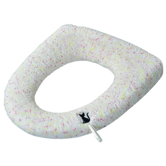 Faux Fur Toilet Seat Cushion Thickened | Small Floral Pattern | Cloud Velvet | Removable Handles | Washable | Fits Standard Seat | Cozy Winter Bathroom Accessory