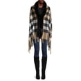 thumbnail image 1 of Faux Fur-Trim & Wool-Blend Plaid Wrap, 1 of 3