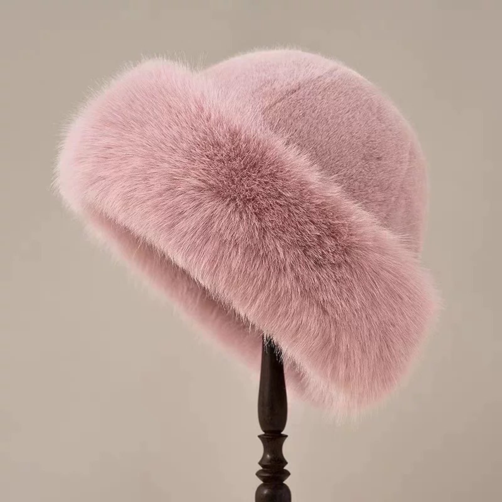 Elegant! Fabulous Fashionable Faux Fur Plush Blush Pink Warm Hat Who doesn main image 2