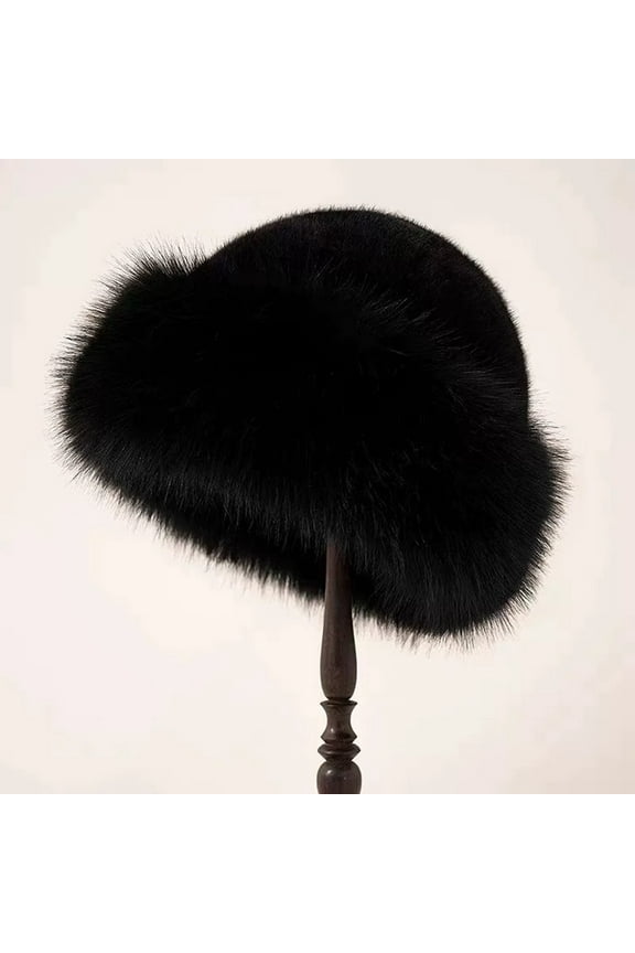 Faux Fur Trimmed Mongolian Hat for Women Winter Warm Thickened Hat Knitted Plush Furry Soft Russian Cap Hat