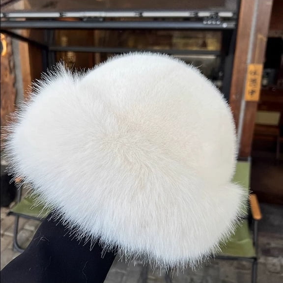 Faux Fur Trimmed Mongolian Hat for Women Winter Warm Thickened Hat Knitted Plush Furry Soft Russian Cap Hat