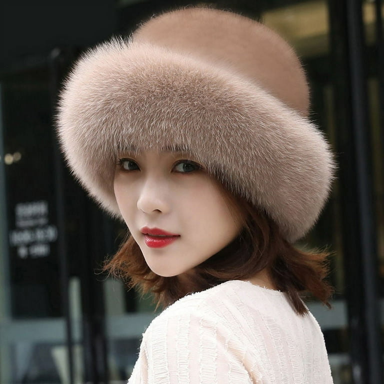 Zoomarlous Faux Fur Trimmed Winter Fashion Hat for Women Fashionable Outdoor Warm Hats Christmas Gift, Women's, Size: One size, Beige