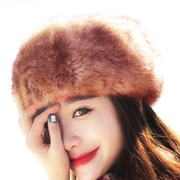 Faux Fur Trimmed Winter Hat for Women - Classy Russian Hat with Fleece