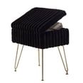 thumbnail image 1 of Ebenchico Faux Fur Uphosltered Vanity Stool with Storage and Metal Legs, Black, 1 of 14