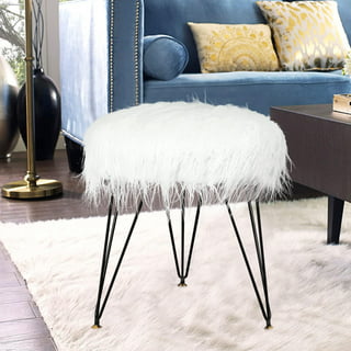 Fauxfur Foot Stool/Vanity Chair with Golden Metal Legs, Small Fuzzy Fluffy  Round Ottoman Storage - 1 Pcs - On Sale - Bed Bath & Beyond - 33585762