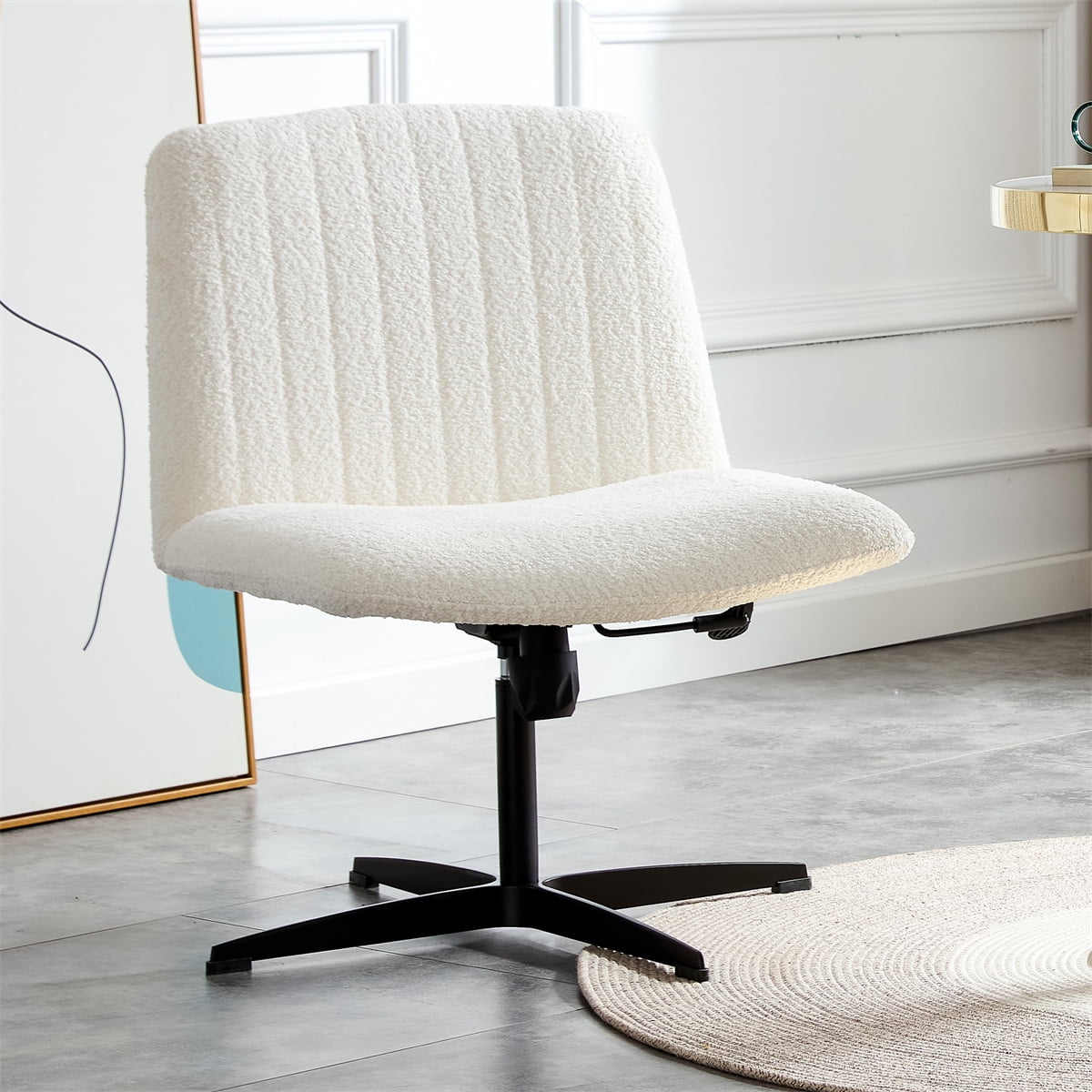 Faux Fur Velvet Swivel Office Chair, Adjustable Computer Chair with