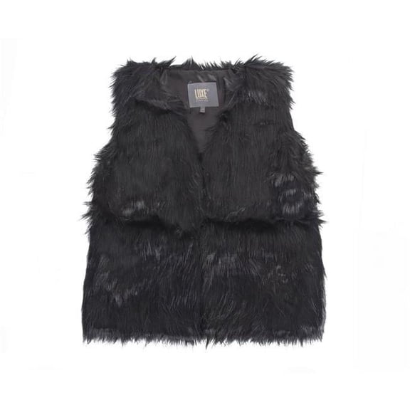 Faux Fur Vest - Black - Medium
