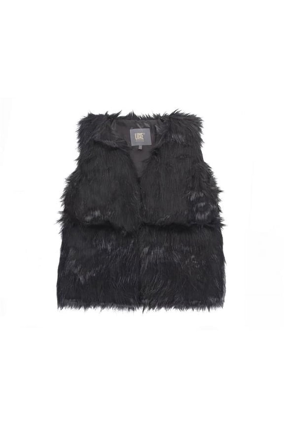 Faux Fur Vest - Black - Small