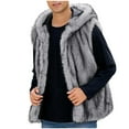 thumbnail image 1 of Faux Fur Vest Men's Stand Collar Sleeveless Open Front Cardigan Fuzzy Coats Fuzzy Parka Outerwear with Pockets, 1 of 7