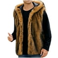 thumbnail image 1 of Faux Fur Vest Men's Stand Collar Sleeveless Open Front Cardigan Fuzzy Coats Fuzzy Parka Outerwear with Pockets, 1 of 7