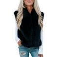thumbnail image 1 of Faux Fur Vest Women, Yigetop Women's Solid Color Fashion Casual Sleeveless Zipper Coat Women's Fur Vest Black L, 1 of 1