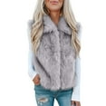 thumbnail image 1 of Faux Fur Vest Women, Yigetop Women's Solid Color Fashion Casual Sleeveless Zipper Coat Women's Fur Vest Grey XS, 1 of 1