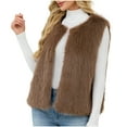 thumbnail image 1 of Faux Fur Vests for Women Warm Coat Jacket Winter Casual Solid Sleeveless Outerwear, 1 of 7