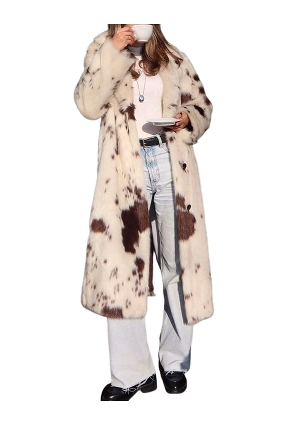 Faux Fur Winter Long Soft Coat Female Warm Fur Jacket Overcoat Topcoat Outerwear White L
