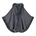 thumbnail image 1 of Faux Fur Women's Shawl Bridal Bridesmaids Warm Womens Cloak Cape Coat For Wedding Party Dark Gray One Size, 1 of 3