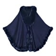 thumbnail image 1 of Faux Fur Women's Shawl Bridal Bridesmaids Warm Womens Cloak Cape Coat For Wedding Party Navy One Size, 1 of 3