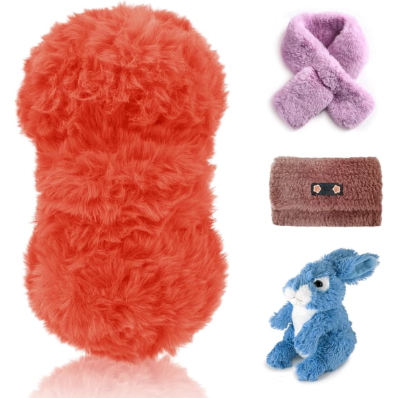 Faux Fur Yarn for Crochet 100g/Skein 65 Yards Eyelash Soft Chunky Fuzzy Crocheting and Knitting, Fluffy DIY Bag, Hats, Blankets, Furry Object (Orange) Orange 1 Pack