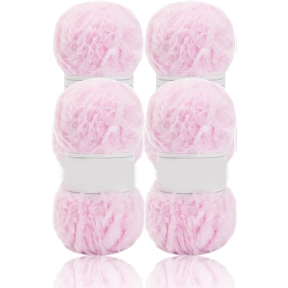 Faux Fur Yarn Super Soft Yarn Chunky Fluffy Yarn Eyelash Yarn for Crochet Knit Total Length 4×32m(4×35yds,50g×4)-200g