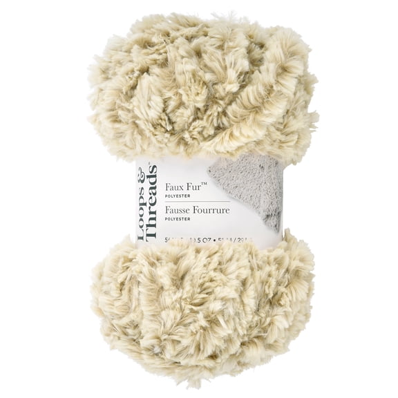 Faux Fur Yarn by Loops & Threads - Yarn for Knitting - Crochet - Weaving - and Arts & Crafts - Gold - Polyester - 10.5 oz