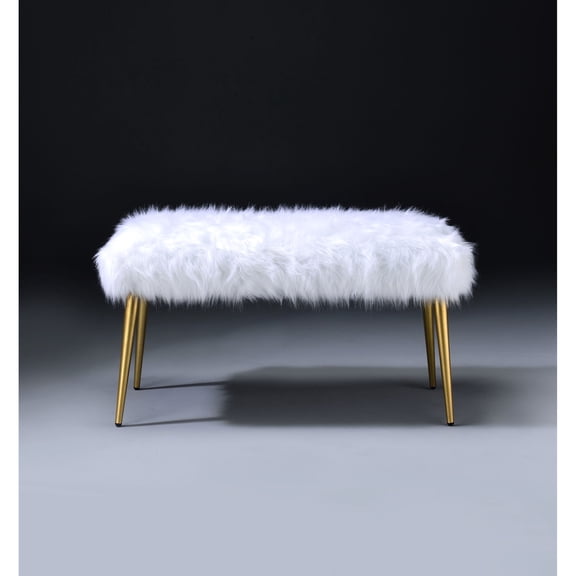 Faux Fur and Metal Combination, 24lb Bench - Suitable for Dorm Room, Easy to Move