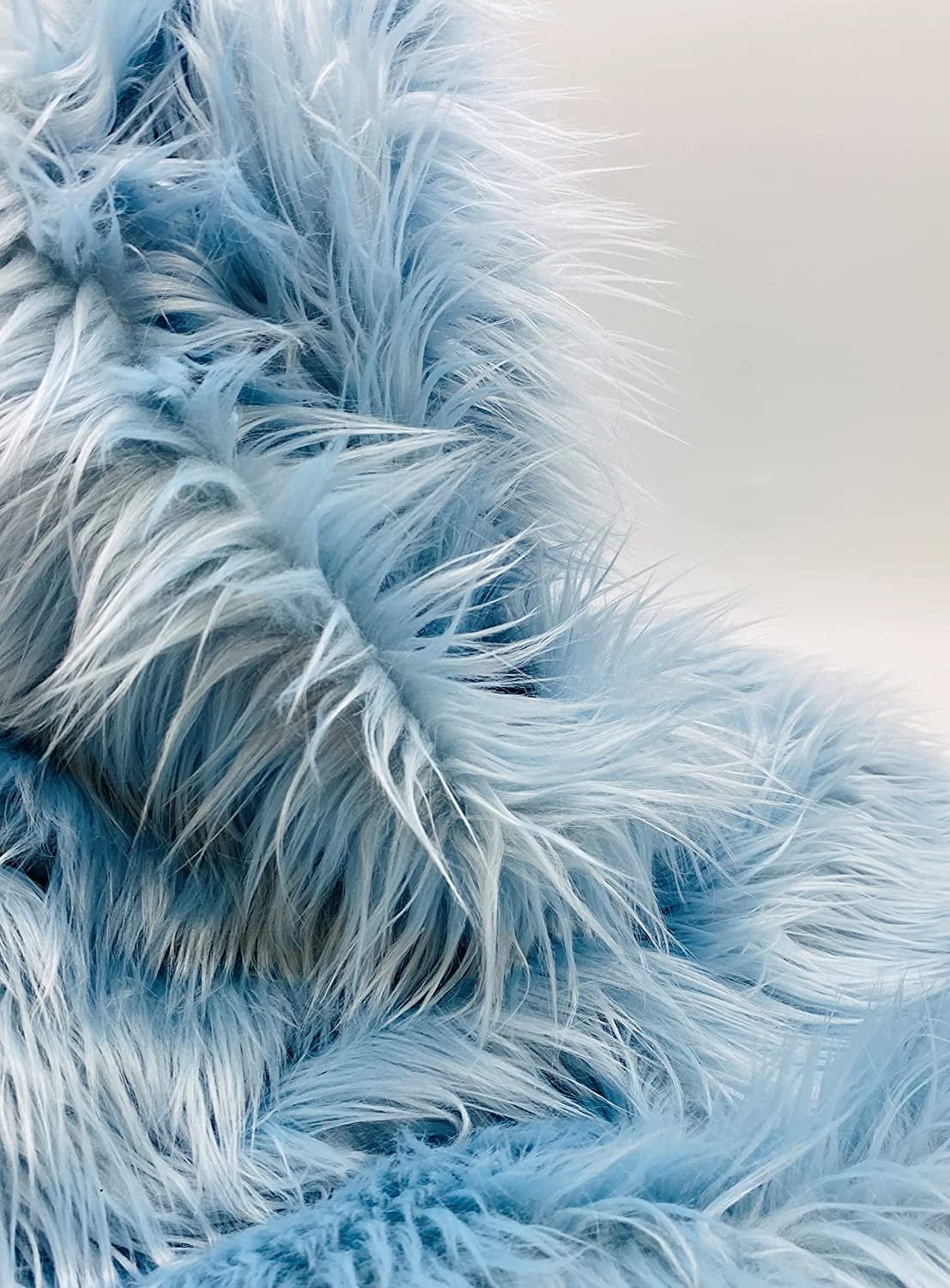 Faux Fur by the Yard - Long Pile Mohair Fur - Baby Blue