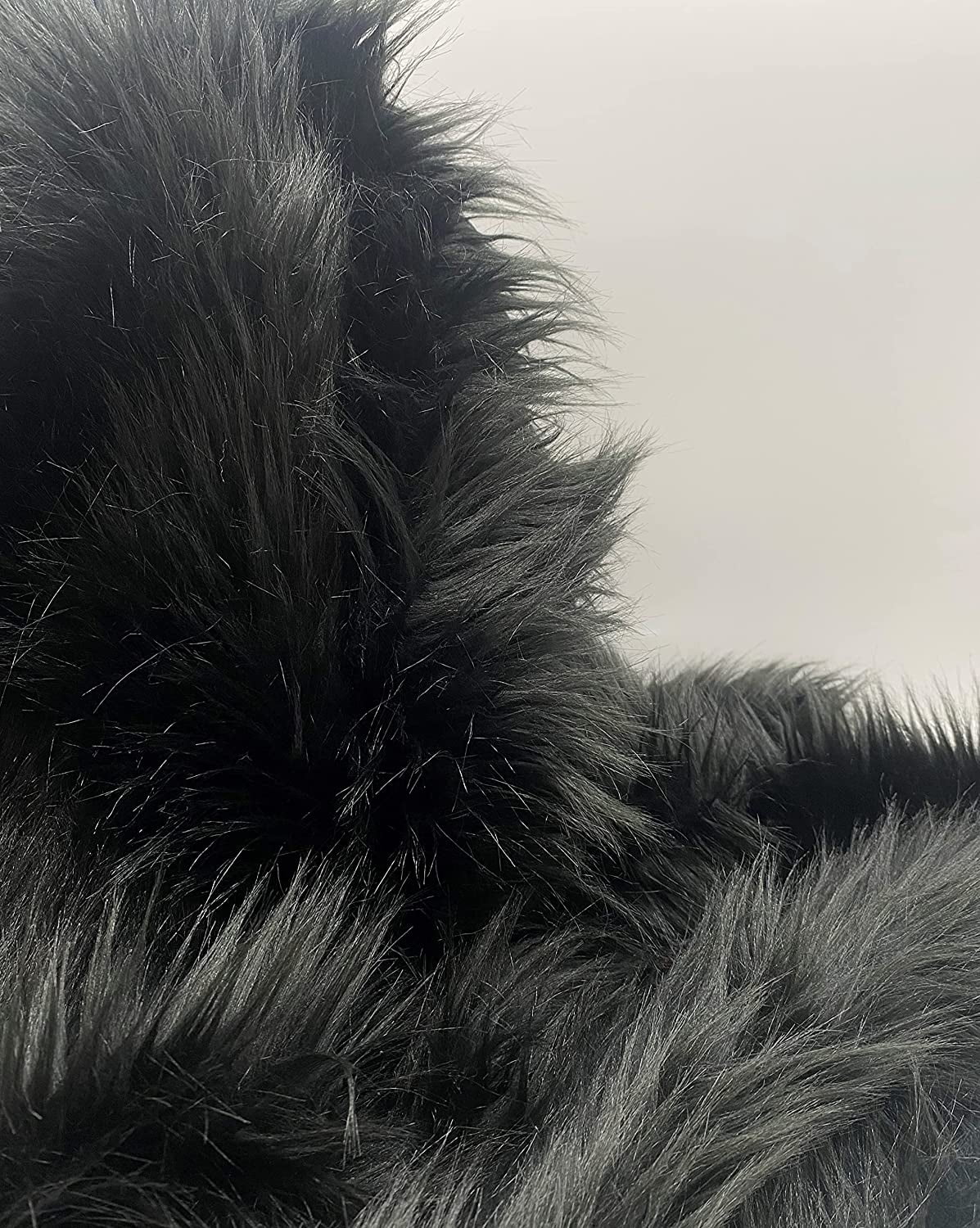 Faux Fur by the Yard - Long Pile Mohair Fur - Black