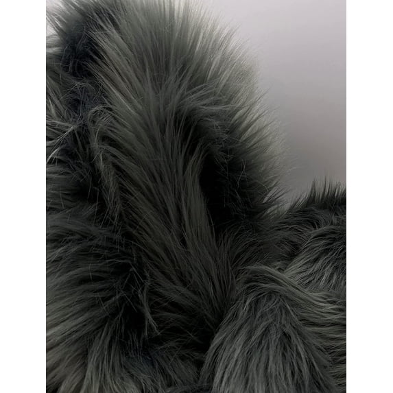 Faux Fur by the Yard - Long Pile Mohair Fur - Charcoal