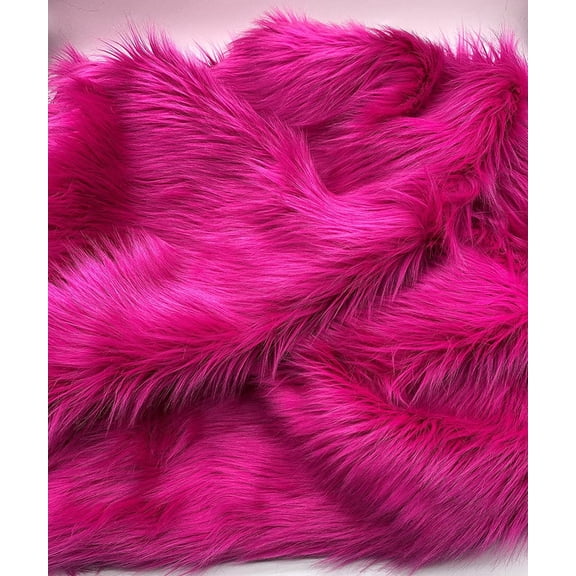 Faux Fur by the Yard - Long Pile Mohair Fur - Fuchsia