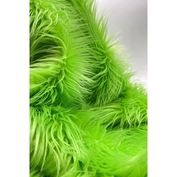 Faux Fur by the Yard - Long Pile Mohair Fur - Lime Green