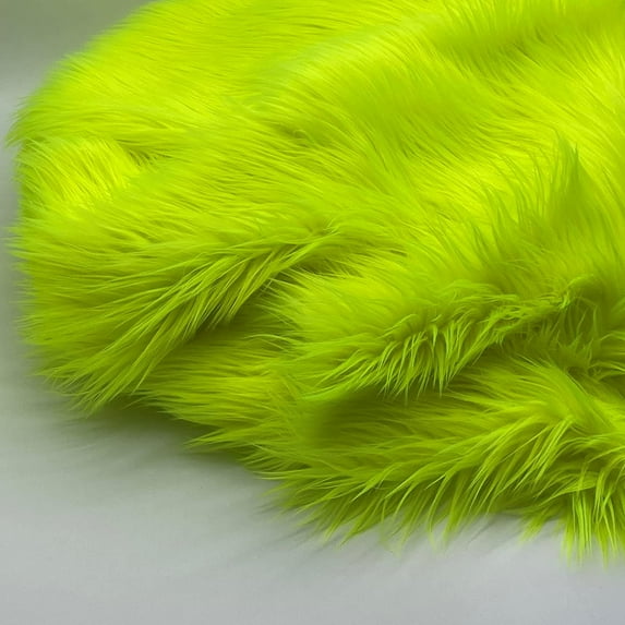 Faux Fur by the Yard - Long Pile Mohair Fur - Neon Yellow