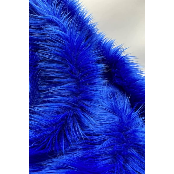 Faux Fur by the Yard - Long Pile Mohair Fur - Royal Blue