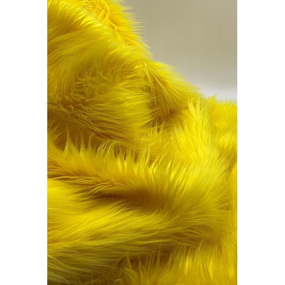 Faux Fur by the Yard - Long Pile Mohair Fur - Yellow