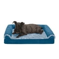 thumbnail image 1 of FurHaven Two-Tone Faux Fur & Suede Orthopedic Sofa Pet Bed for Dogs & Cats - Medium, Marine Blue, 1 of 12