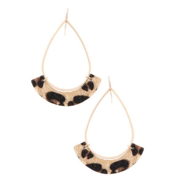 Faux/Furry Leopard Hoop Drop Earrings