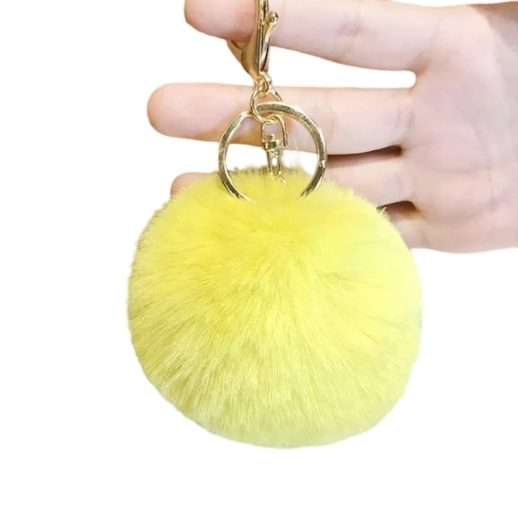 Faux Furs Keychain Soft Fuzzy Rabbits Hair Ball Key Rings For Women Car Bag Decoration Elegant Pompoms Keyring