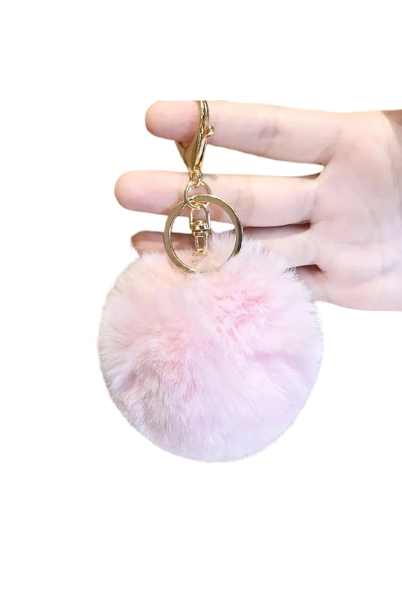 Faux Furs Keychain Soft Fuzzy Rabbits Hair Ball Key Rings For Women Car Bag Decoration Elegant Pompoms Keyring