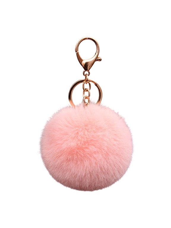 Colorful Faux Furs Keychain Pompoms Keyring 8cm Fuzzy Pompon With Metal Hook For Women Gift Jewelry Accessories