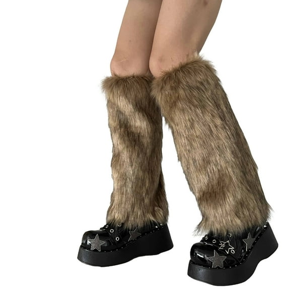 Faux Furs Leg Warmer,Warm Soft Cozy Fuzzy Leg Warmer Boot Cuffs Cover for Women Party Costumes Boot Sleeves Boot Covers