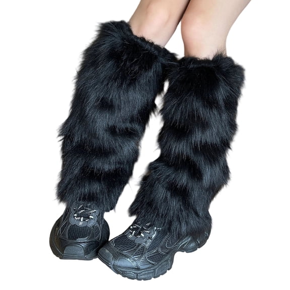 Faux Furs Leg Warmers For Women Thermal Warm Fleece Calf Sleeves Elastic Winter Boot Covers Socks Accessories