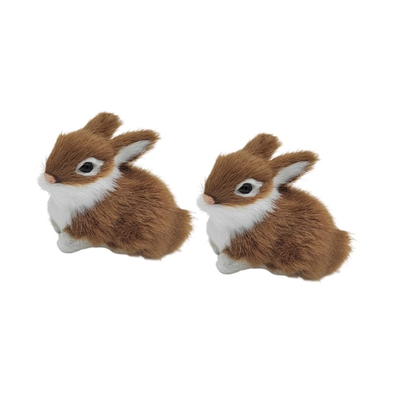 Faux Furs Rabbits Figurines Realistic Rabbits Statue Bunnies Stuffe Ornament Collectible Gift Easters Decors