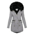 thumbnail image 1 of Trim Parka Coat Women Clothing Zip-Up Thermal Overcoat Pocket Drawstring Hood Soft Lining Winter, 1 of 5