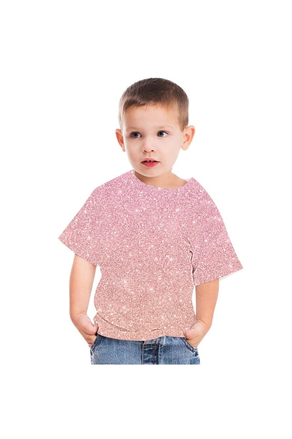 Faux Glitter All Over Toddler T-Shirt Boys Girls Short Sleeve Tunic Shirts Casual Summer Tops