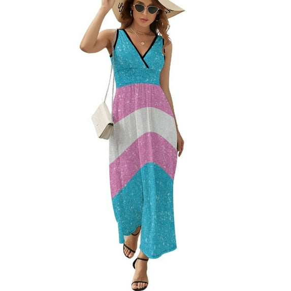 Faux Glitter Transgender Pride Flag Background Sleeveless Dress women clothing 2025 new arrivals Wom