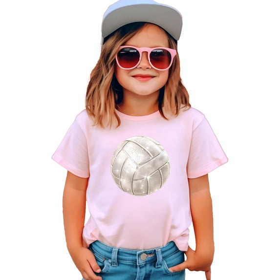 Faux Glitter Volleyball Shirt for Toddlers and Girls Cute Girly Volleyball Fan Tee Pink Shirt 12 Months