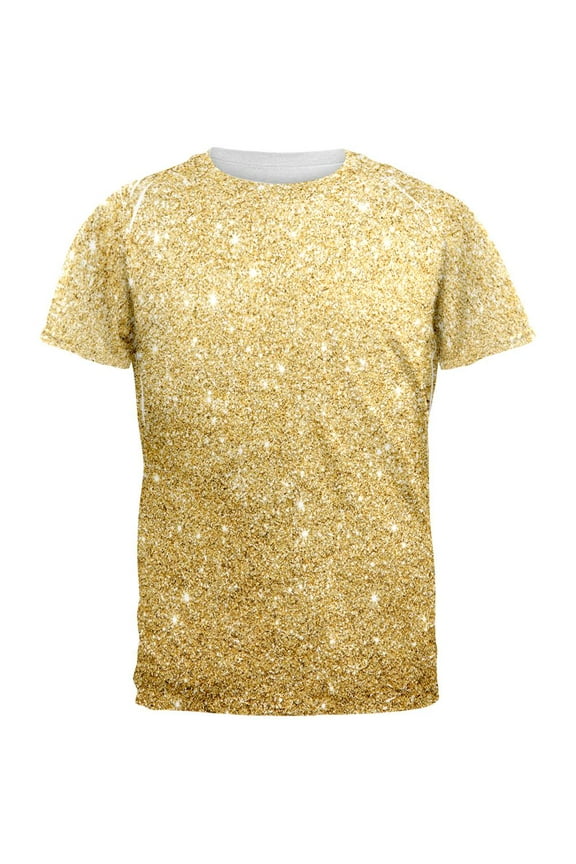 Faux Gold Glitter All Over Mens T Shirt Multi SM